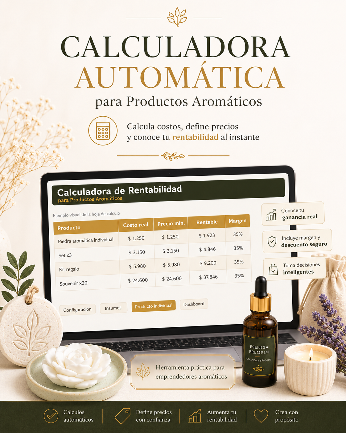 Calculadora automática para Costos, Precios y Rentabilidad.